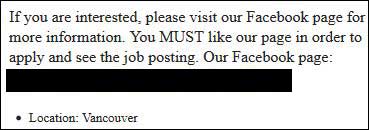 Scam job posting