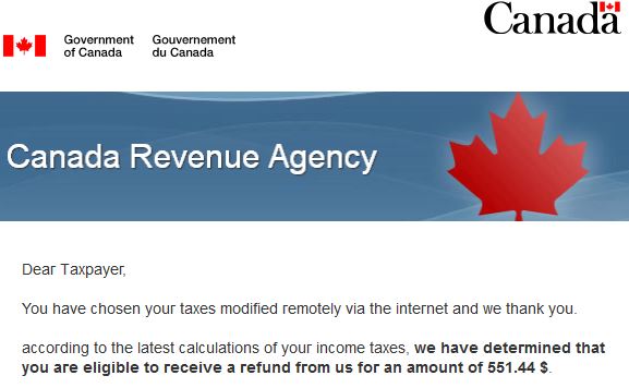 canada revenue agency refund tax scam 2016