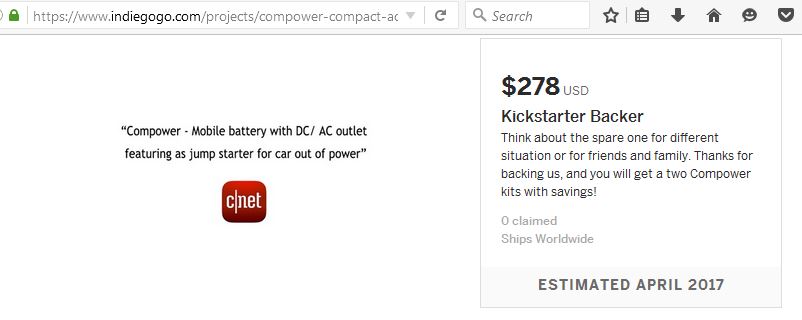 kickstarter indiegogo compower
