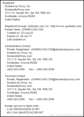 John Mccain whois