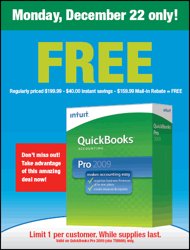Free Quickbooks Pro 2009 Deal Staples